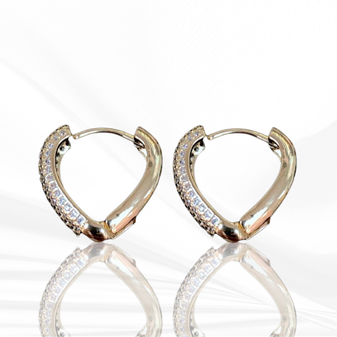 Valentine Heart CZ Hoop Earrings